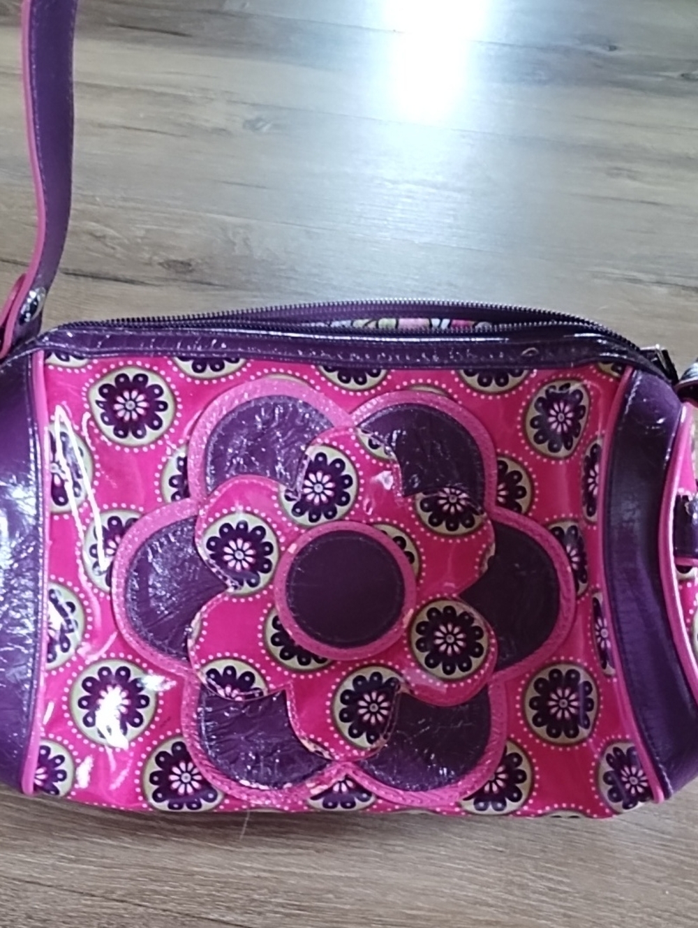 Vera Bradley Pink & Purple Floral Vinyl Frill Bag. See All Pics